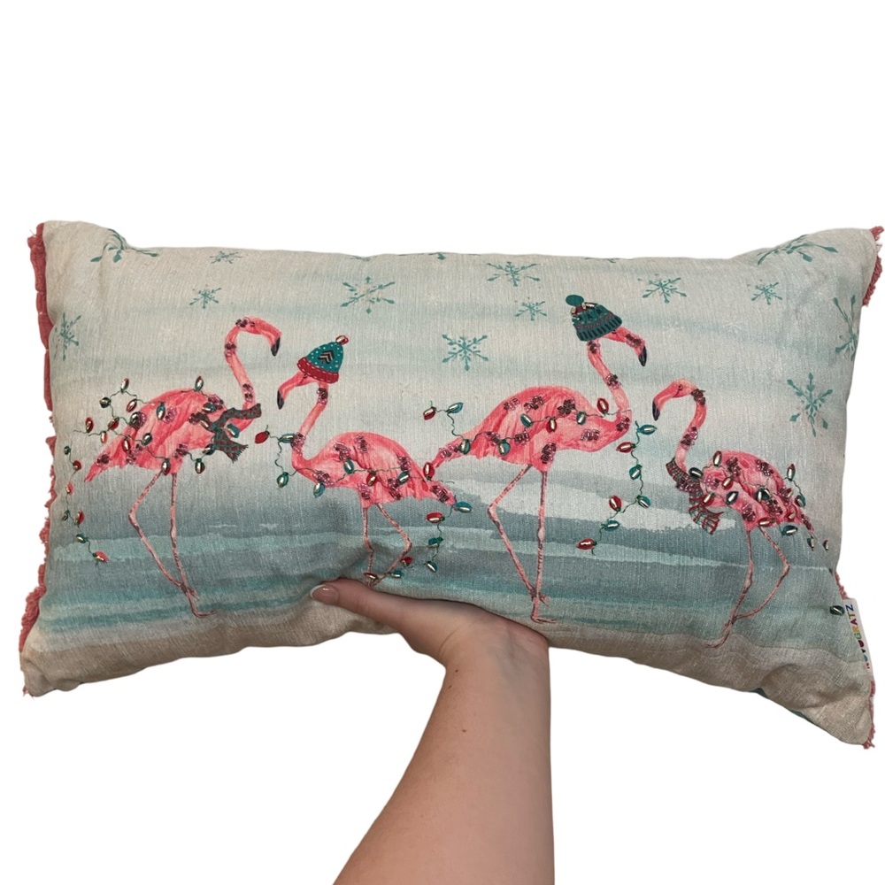 Flamingo Print Decorative Pillow